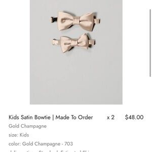 Revelry Kids Satin Bowtie Gold Champagne NWT